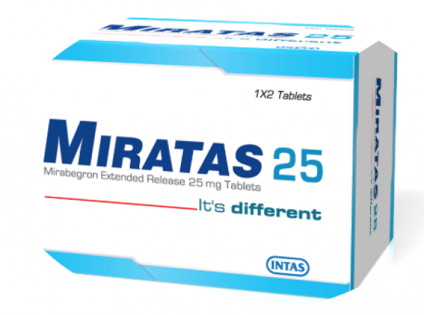 Box pack of generic Mirabegron (25mg) Tablet