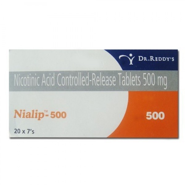 Box of generic Niacin (nicotinic acid) 500mg cr tablet
