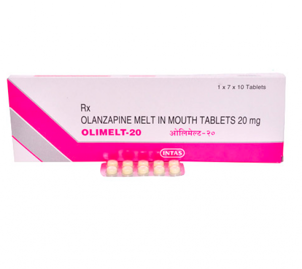 A box of Olanzapine 20mg tablets. 