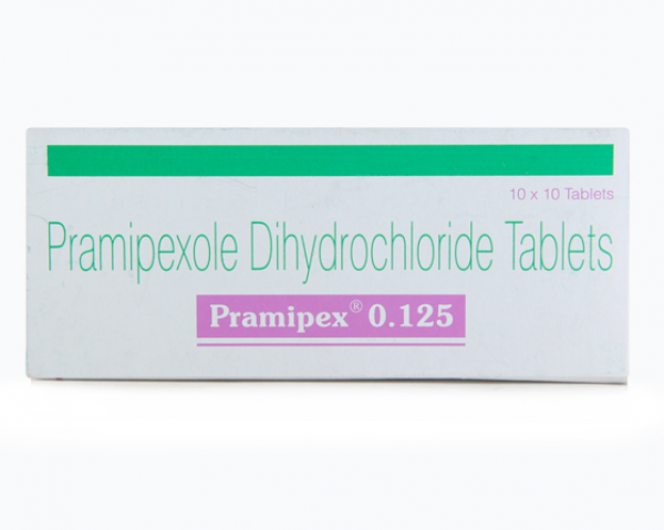 A box of Pramipexole 0.125mg tablets. 
