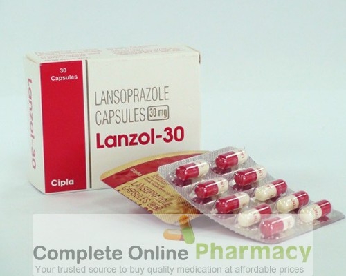 Two blisters and a box of Lansoprazole 30mg capsule
