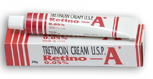 A tube and a box of generic tretinoin 0.05 percent cream