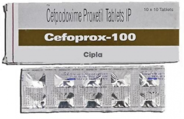 A box and a blister of Cefpodoxime Proxetil 100mg Tablet