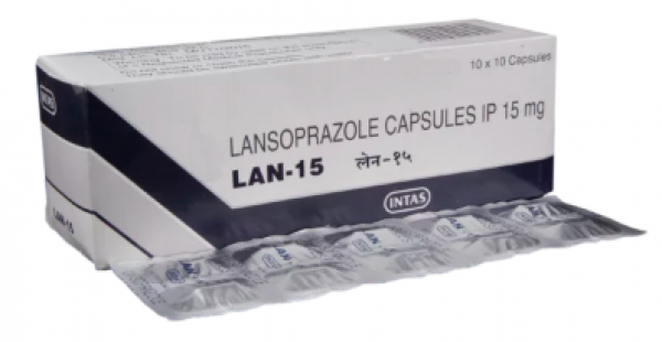 Blister and a box of Lansoprazole 15mg capsule