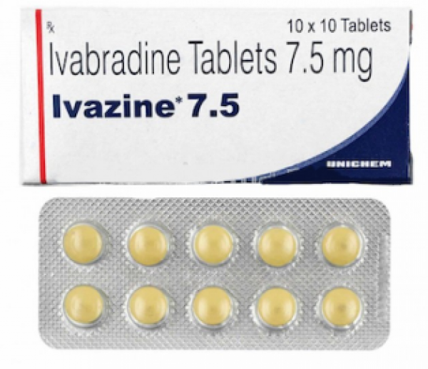 Box and a strip of generic Ivabradine 7.5 mg Tablet