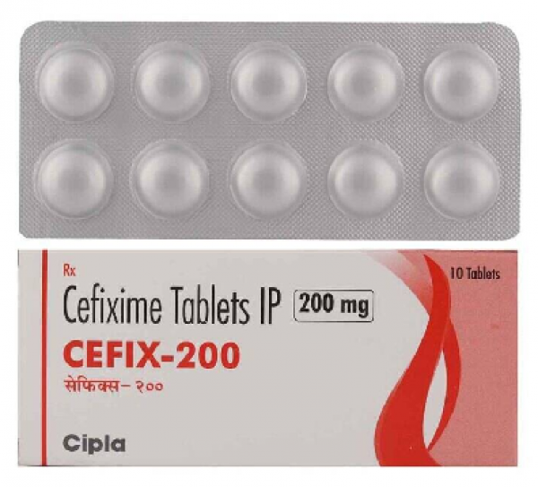 A box and a blister pack of generic Cefixime 200mg Tablet