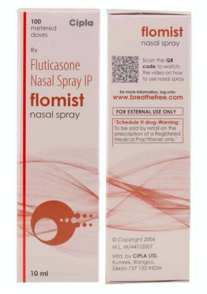 Front and backside of Fluticasone Propionate 50mcg Nasal Spray Box