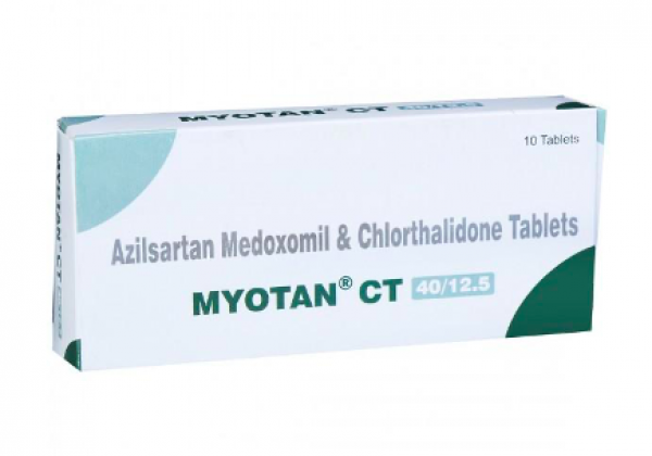 A box of Azilsartan medoxomil + Chlorthalidone tablets. 
