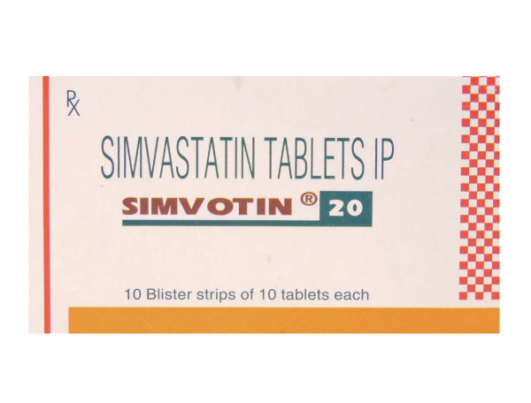 Blister strip and a box of generic Simvastatin 20mg tablets