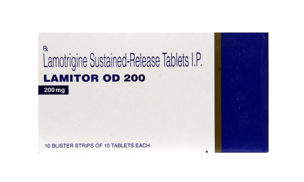 Box and blister strip of generic Lamotrigine 200mg tablets