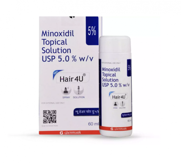 Box and bottle of generic Minoxidil 5 % Bottle