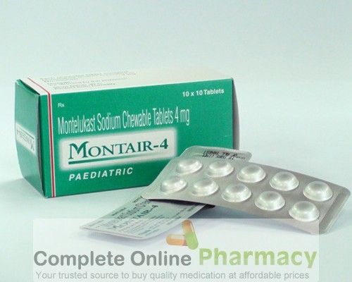 Two strips and a box of generic Montelukast Sodium 4mg Chewable tablets