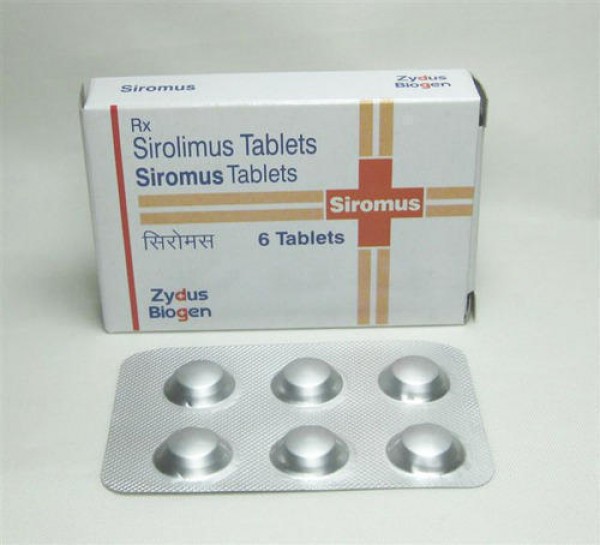 A box and a strip of Sirolimus 1mg Tablet