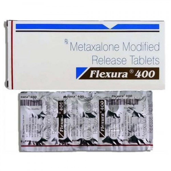 A box and a blister pack of Metaxalone 400 Tablet