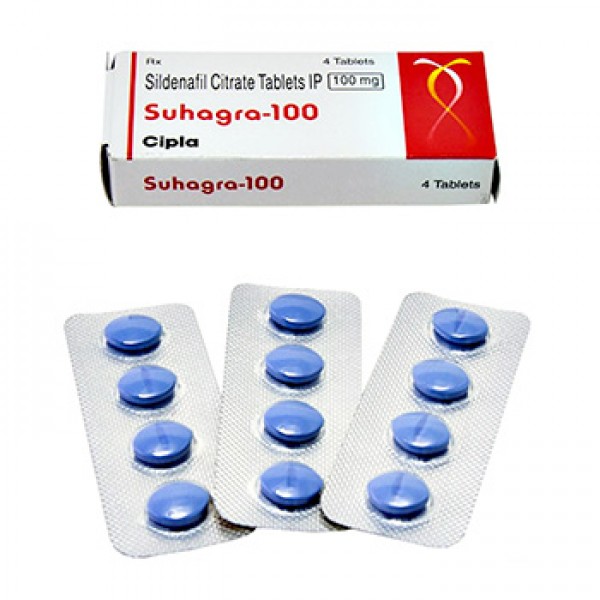Box and blister strips of generic Sildenafil Citrate 100mg tablets