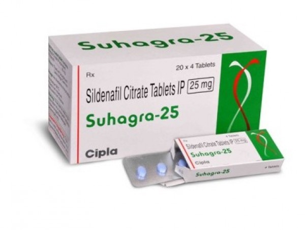 A box and a blister of generic Sildenafil Citrate 25mg tablets