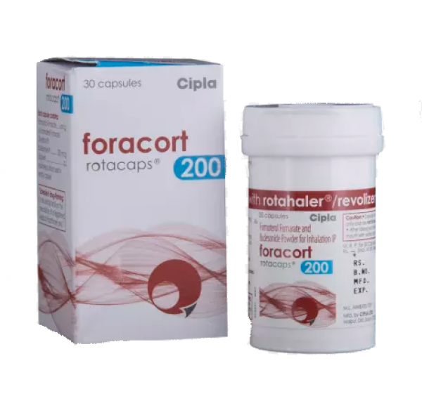 Box and bottle of generic budesonide 200mcg, formoterol fumarate 6mcg rotacaps