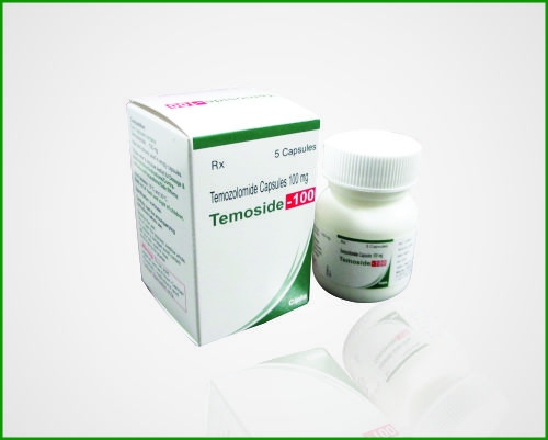 Boxes of generic Temozolomide 20mg Capsules