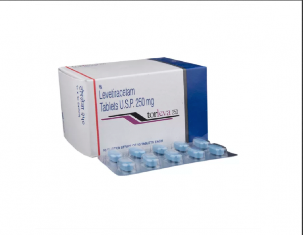 A box and strip of generic Levetiracetam 250mg tablet
