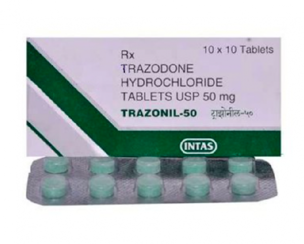 A box of Trazodone 50mg tablets. 
