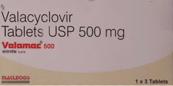 Two blisters and a box of Valacyclovir Hydrochloride 500mg tablets