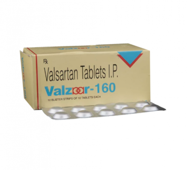Box and blister strip of generic Valsartan 160mg tablets