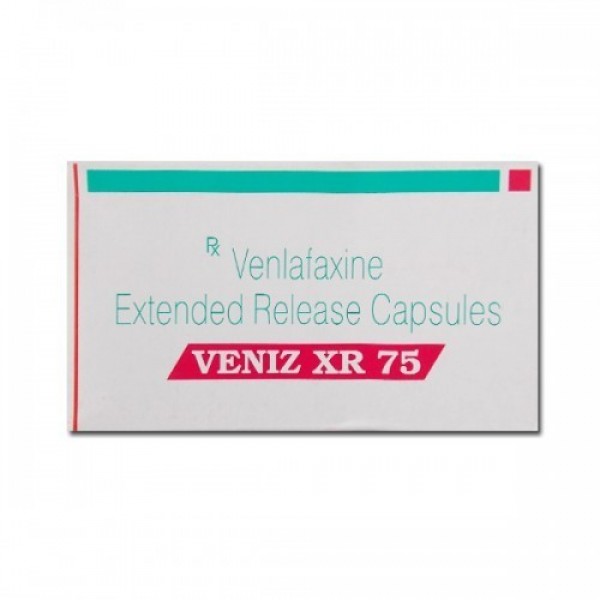 A box of generic Venlafaxine Hydrochloride XR 75mg capsules