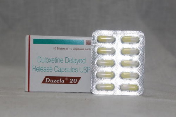 A box and a blister of generic Duloxetine Hcl 20mg capsule