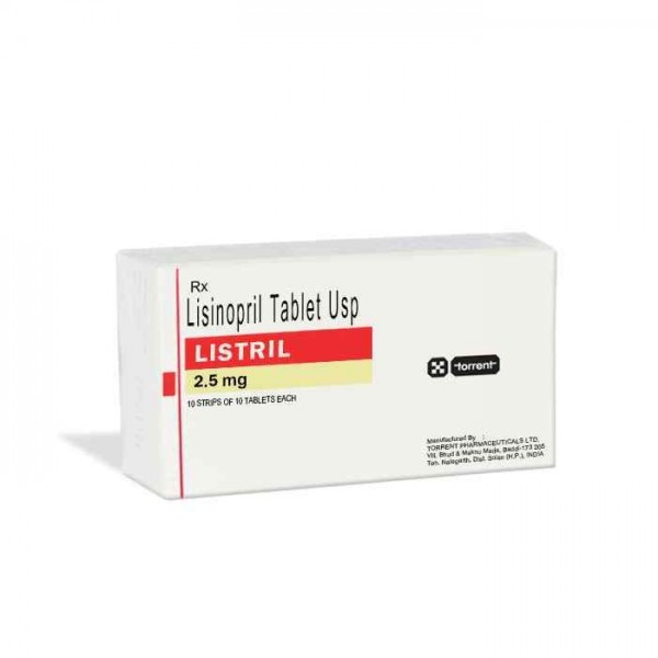Box of generic Lisinopril 2.5mg tablet