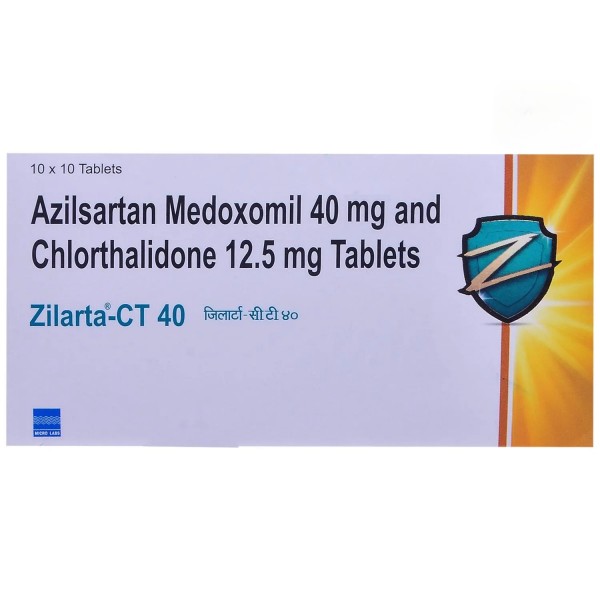 A box of Azilsartan medoxomil + Chlorthalidone tablets. 